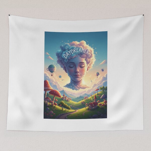 Item preview, Whimsical 'Head in the Clouds' Daydreamer Art | Aesthetic Sky Imagination Design designed and sold by FitEnvy.