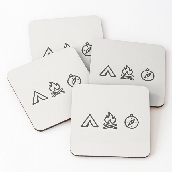 Item preview, Camping Icons – Tent, Fire & Compass designed and sold by Helleradi.
