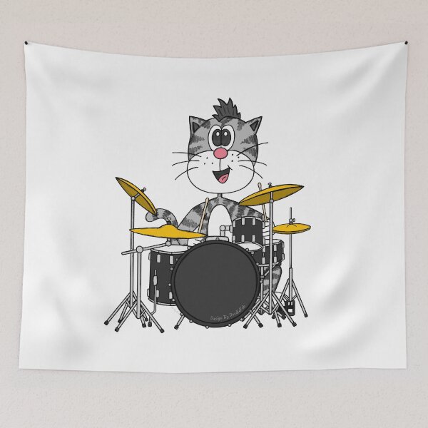 Item preview, Cat Playing Drums, Drummer Musician Music Teacher designed and sold by doodlerob.