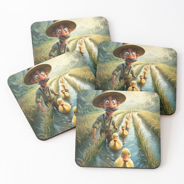 Item preview, Farmer Walking in Rice Fields with Ducklings designed and sold by Artessie.