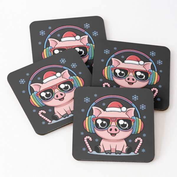 Item preview, Kawaii Christmas Pig With Headphones – Cute Funny Holiday Music Design designed and sold by ColorSplash123.