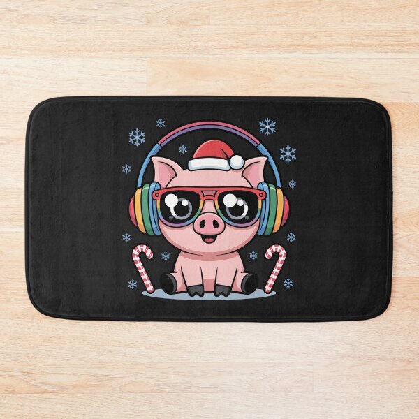 Item preview, Kawaii Christmas Pig With Headphones – Cute Funny Holiday Music Design designed and sold by ColorSplash123.