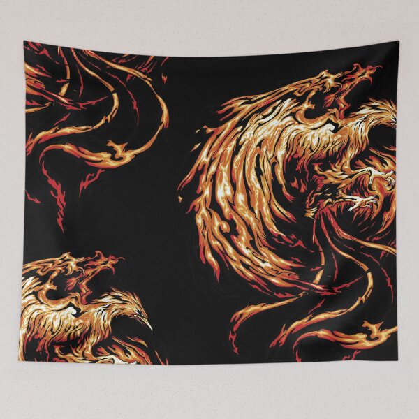 Item preview, Phoenix tattoo style handmade illustration designed and sold by JOTCH.art.