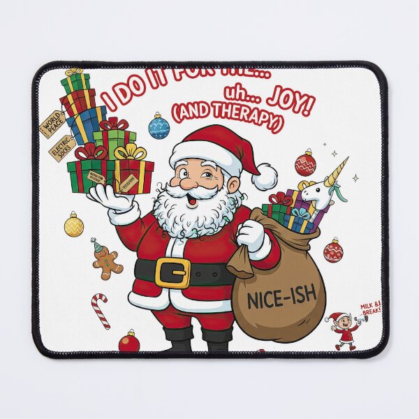 Item preview, Nice-Ish Santa Christmas Joy and Therapy Funny Holiday Humor designed and sold by zoughlal.