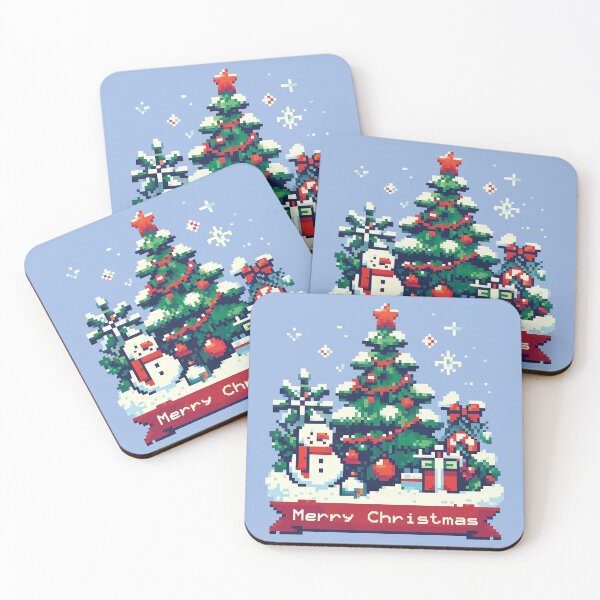 Item preview, Merry Christmas – 8-Bit Snowman & Pixel Tree designed and sold by Scaryzz.