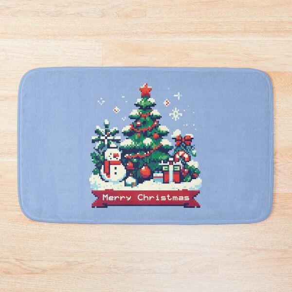 Item preview, Merry Christmas – 8-Bit Snowman & Pixel Tree designed and sold by Scaryzz.