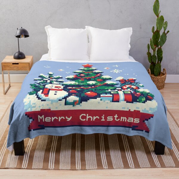 Item preview, Merry Christmas – 8-Bit Snowman & Pixel Tree designed and sold by Scaryzz.