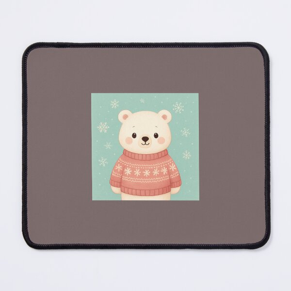 Item preview, Cute Polar Bear in Winter Sweater | Pastel Christmas Snowflake Illustration designed and sold by KalaPXL.