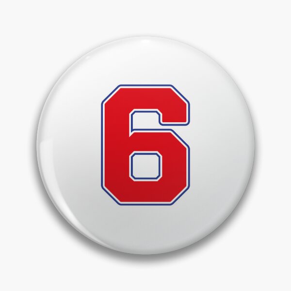 Item preview, Jersey Number 6 / Player Shirt Number Six (Red with Blue Outline) designed and sold by STUDIO-72.