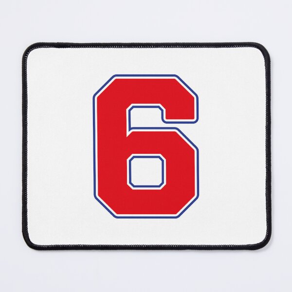 Item preview, Jersey Number 6 / Player Shirt Number Six (Red with Blue Outline) designed and sold by STUDIO-72.