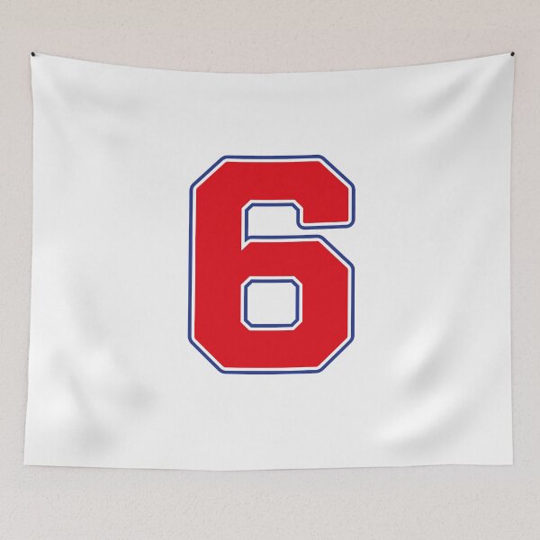 Item preview, Jersey Number 6 / Player Shirt Number Six (Red with Blue Outline) designed and sold by STUDIO-72.
