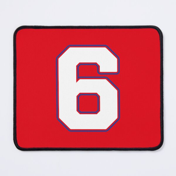Item preview, Jersey Number 6 / Player Shirt Number Six (White with Blue Outline) designed and sold by STUDIO-72.