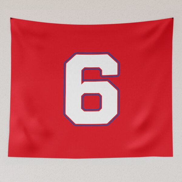 Item preview, Jersey Number 6 / Player Shirt Number Six (White with Blue Outline) designed and sold by STUDIO-72.