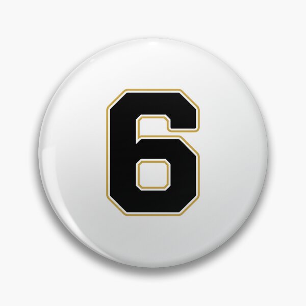 Item preview, Jersey Number 6 / Player Shirt Number Six (Black with Gold Outline) designed and sold by STUDIO-72.