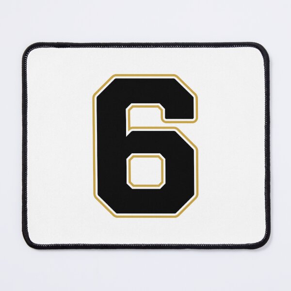 Item preview, Jersey Number 6 / Player Shirt Number Six (Black with Gold Outline) designed and sold by STUDIO-72.