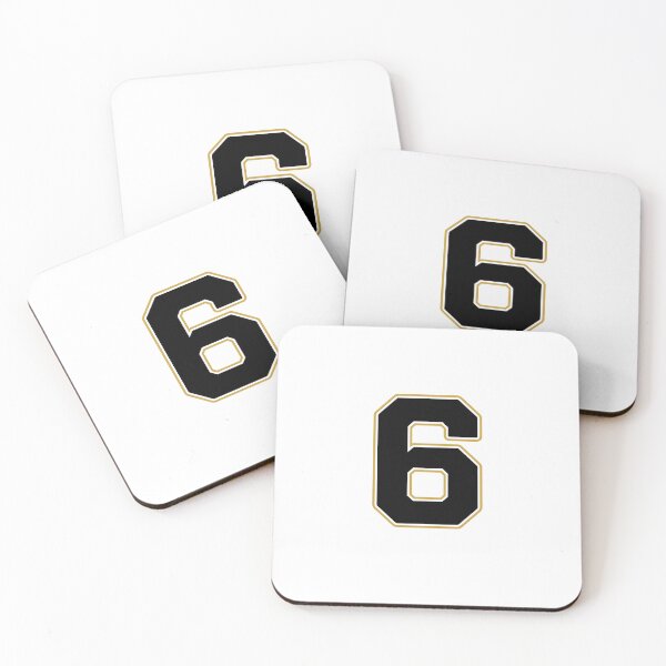 Item preview, Jersey Number 6 / Player Shirt Number Six (Black with Gold Outline) designed and sold by STUDIO-72.