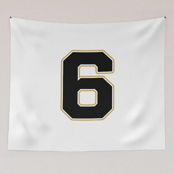 Item preview, Jersey Number 6 / Player Shirt Number Six (Black with Gold Outline) designed and sold by STUDIO-72.