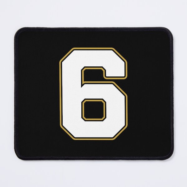 Item preview, Jersey Number 6 / Player Shirt Number Six (White with Gold Outline) designed and sold by STUDIO-72.