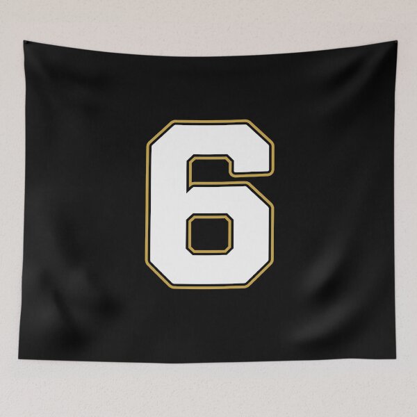 Item preview, Jersey Number 6 / Player Shirt Number Six (White with Gold Outline) designed and sold by STUDIO-72.