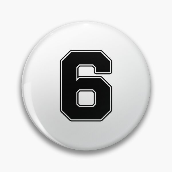 Item preview, Jersey Number 6 / Player Shirt Number Six (Black with Black Outline) designed and sold by STUDIO-72.