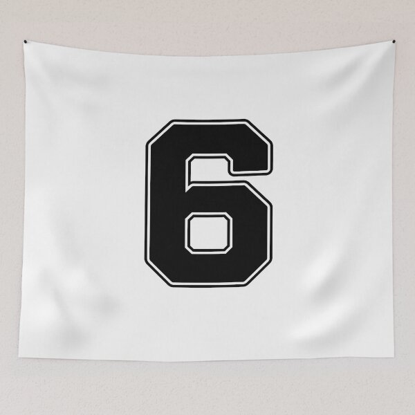 Item preview, Jersey Number 6 / Player Shirt Number Six (Black with Black Outline) designed and sold by STUDIO-72.