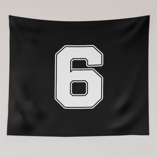 Item preview, Jersey Number 6 / Player Shirt Number Six (White with White Outline) designed and sold by STUDIO-72.