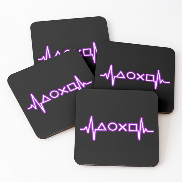 Item preview, Neon Purple Gamer Heartbeat Line with Iconic Gaming Symbols – Glowing Pulse Art for Gamers designed and sold by BrainBubbleArt.