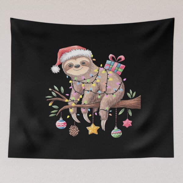 Item preview, Sloths Xmas Lighting Reindeer Santa Hat Sloth Christmas  designed and sold by Belkisallen.