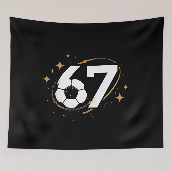 Item preview, 67 Soccer Cosmic Design – Minimal Aesthetic Football Art with Gold Stars designed and sold by SaritaVerseArt.