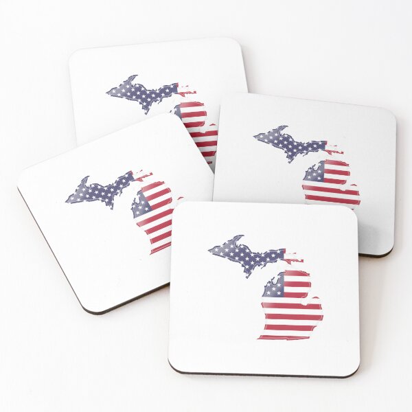 Item preview, Michigan USA Flag Silhouette – Stars and Stripes State Outline designed and sold by Paper Drip.