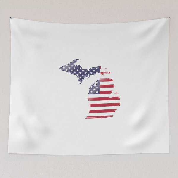 Item preview, Michigan USA Flag Silhouette – Stars and Stripes State Outline designed and sold by Paper Drip.