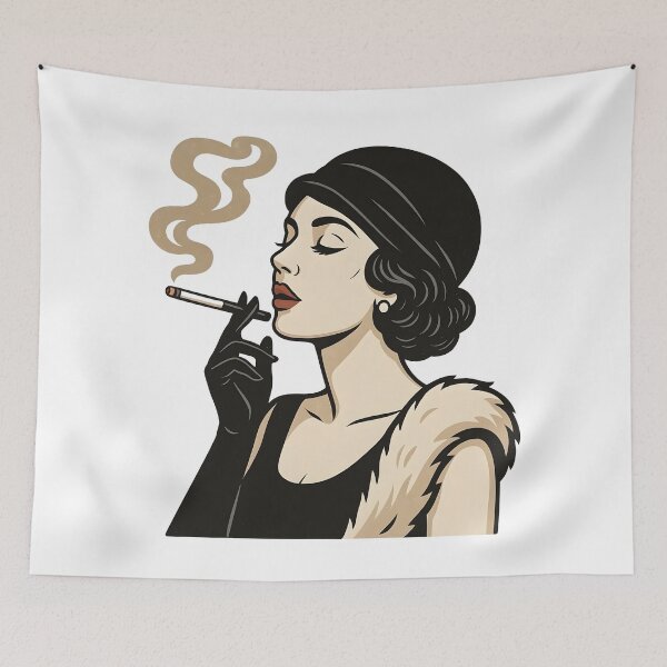 Item preview, Elegant Vintage Flapper Smoking Art Deco Lady Illustration. designed and sold by Spark2Seduction.