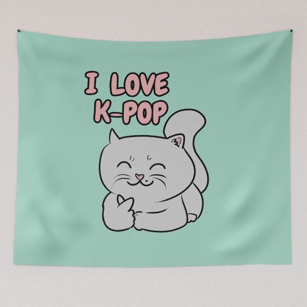 Item preview, I LOVE K-POP Cute Cat Design designed and sold by HugSomeNettles.
