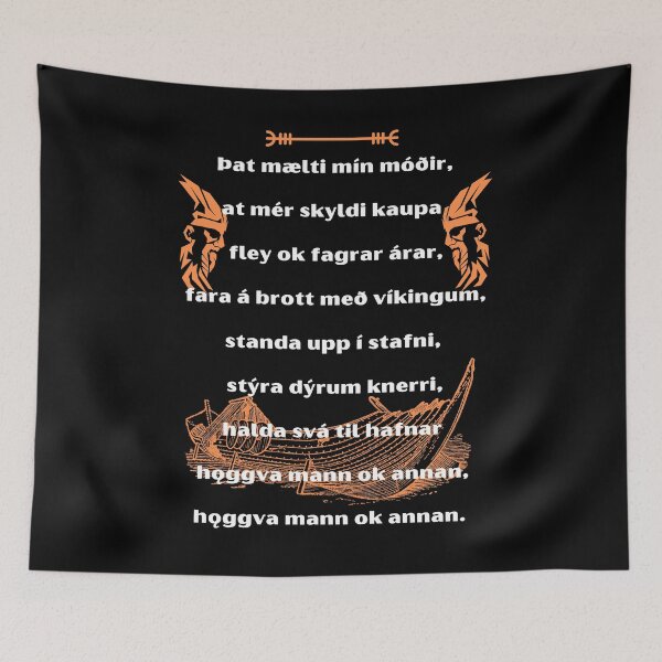Item preview, Old Norse “My Mother Told Me” – Viking Poem & Longship designed and sold by SilentRocks.