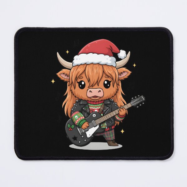 Item preview, Rock and Roll Highland Cow Christmas T-Shirt | Heavy Metal Santa Hat Tee | Cute Punk Rock Holiday Guitarist designed and sold by justyna-s28.