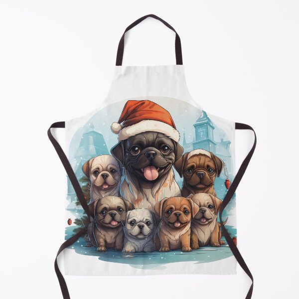 Artikelvorschau, Festive Wishes from a Cute Pug Family entworfen und verkauft von Batycab Shop.