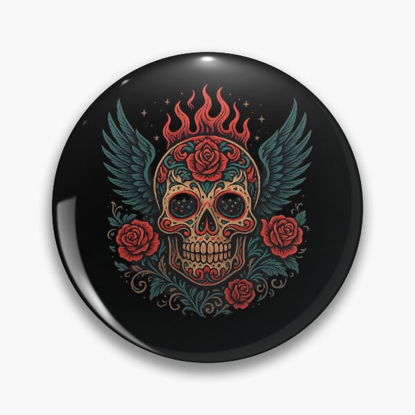 Item preview, Winged Skull with Floral Frame designed and sold by LaNadaYFundante.
