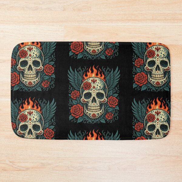 Item preview, Winged Skull with Fiery Roses designed and sold by LaNadaYFundante.