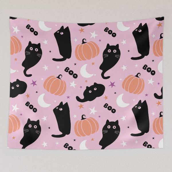 Item preview, Halloween cats and pumpkins seamless pattern, textile pattern, cover decoration, Halloween pattern designed and sold by NatalkaP.