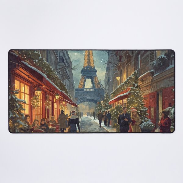 Item preview, Paris at Christmas – Festive Oil Painting on Textured Canvas designed and sold by Vivid Studio.