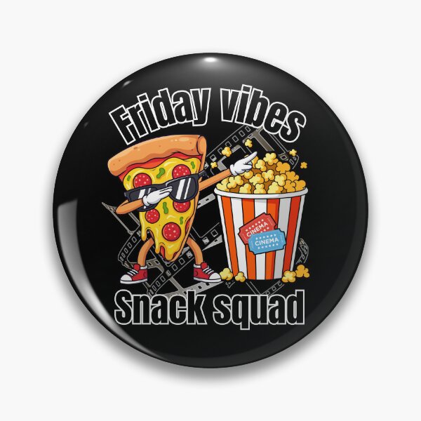 Item preview, Friday Vibes • Snack Squad Pizza & Popcorn Funny Cartoon Design designed and sold by FlowlineVibes.