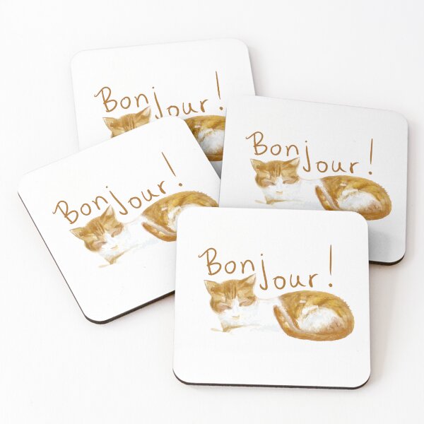 Item preview, Bonjour—Cute Cat Greeting Cards and more, in French designed and sold by Stoicats.