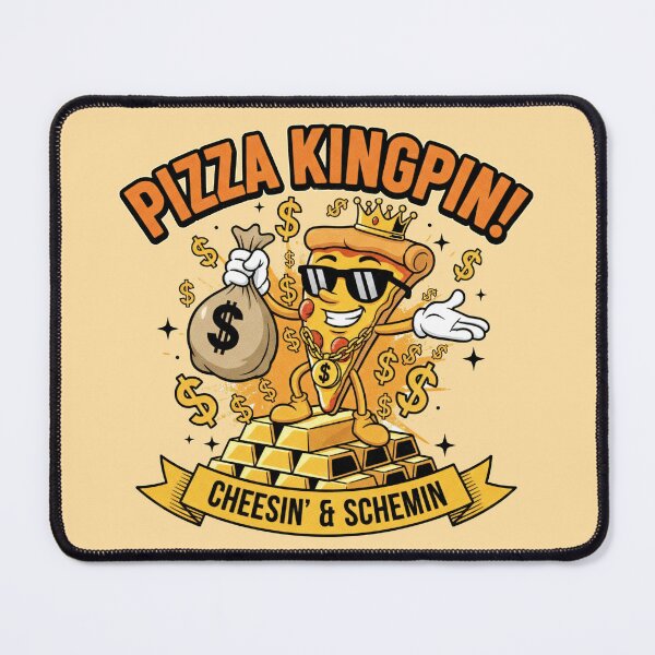 Item preview, Pizza Kingpin Cheesin' & Schemin' - Funny Food Gangster Art designed and sold by AwesomeBeyondLimits.