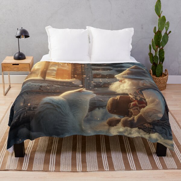 Item preview, Winter Gnome and Cat – Warm Glow by the Window designed and sold by Erika Kaisersot.