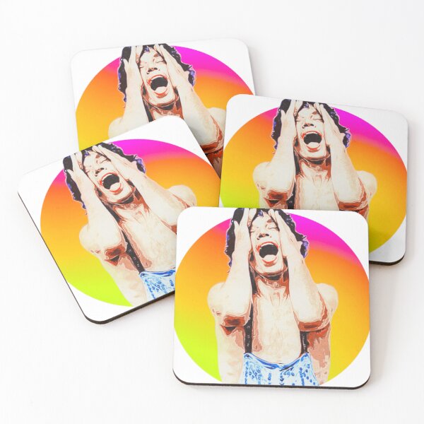 Artikelvorschau, Mick Jagger Neon Burst – Farbige Schreipose-Illustration entworfen und verkauft von duffkebattclum.