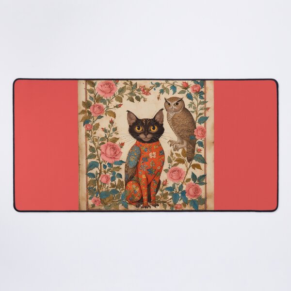 Item preview, A cat and a medieval owl among fantastic roses. designed and sold by Natalia-Vlad.