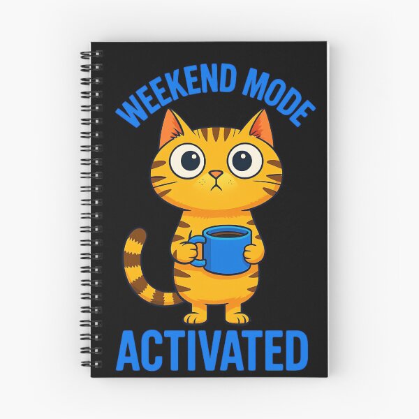 Item preview, Weekend Mode Activated, Cute Coffee Cat designed and sold by Bliss Find And Design.