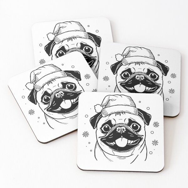 Item preview, Cute Christmas Pug With Santa Hat designed and sold by Midnight Sketch Co.