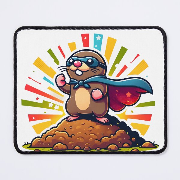 Item preview, Superhero Mole Cartoon with Cape and Colour Burst Background. designed and sold by The-T-In-Retro.