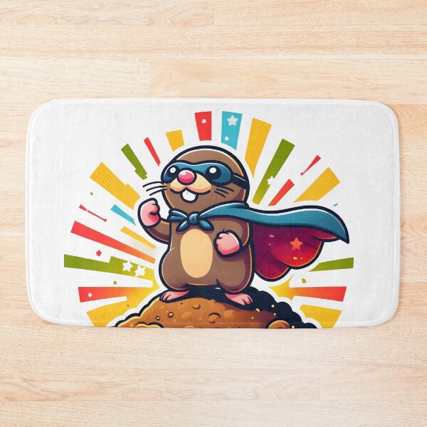 Item preview, Superhero Mole Cartoon with Cape and Colour Burst Background. designed and sold by The-T-In-Retro.